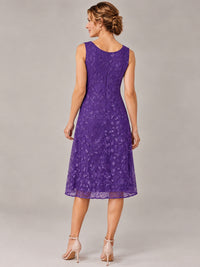 Tea Length Sequin Lace Mother of The Bride Dress with Chiffon Jacket