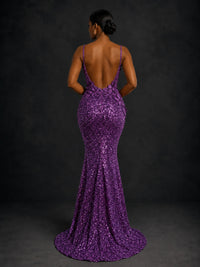 Sequin Mermaid Prom Dress with Floral Applique