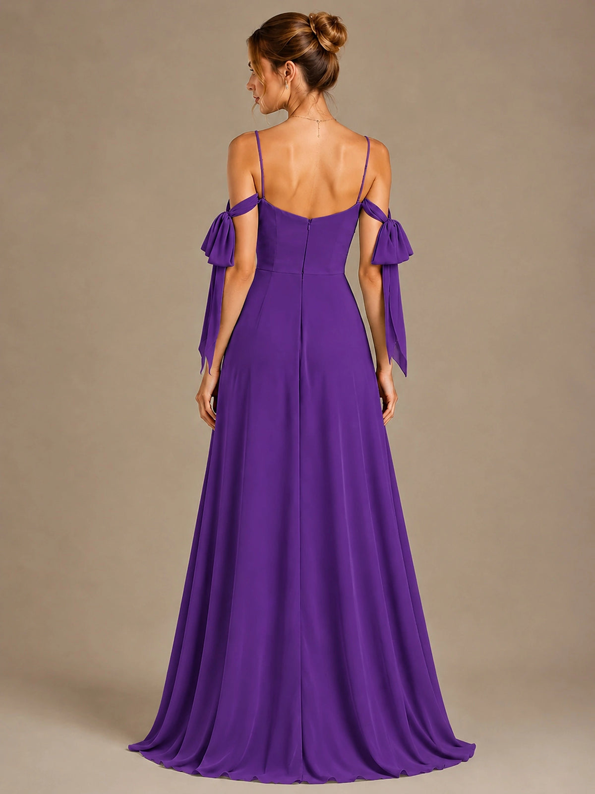 A-Line Ruffles Chiffon Bridesmaid Dress with Slit