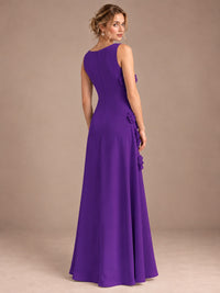 3D Floral Applique Sleeveless Formal Maxi Dress