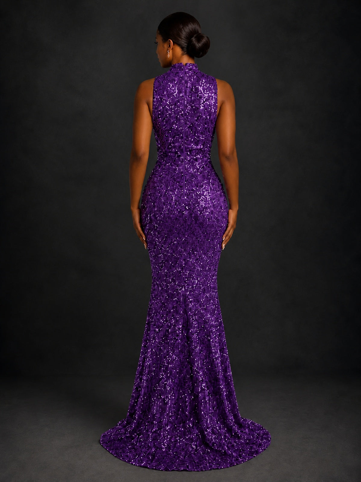 Sparkly Sequin High Neck Mermaid Prom Dress