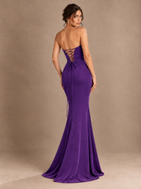 Emerald Green Strapless Mermaid Prom Dress with 3D Rose & Keyhole Cutout
