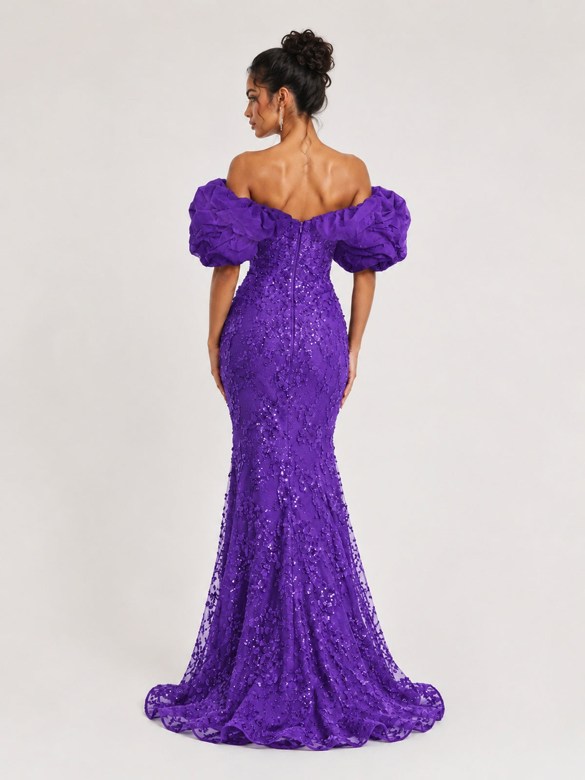 Sequin Off-Shoulder Ruffle Mermaid Prom Dress