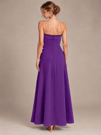 Yellow Strapless 3D Floral Appliques Maxi Dress
