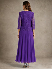 2-Piece Chiffon Mother of the Bride Dress with Lace Jacket