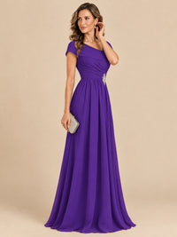 Cap Sleeve Mother of The Bride Dresses Long Chiffon Formal Gowns