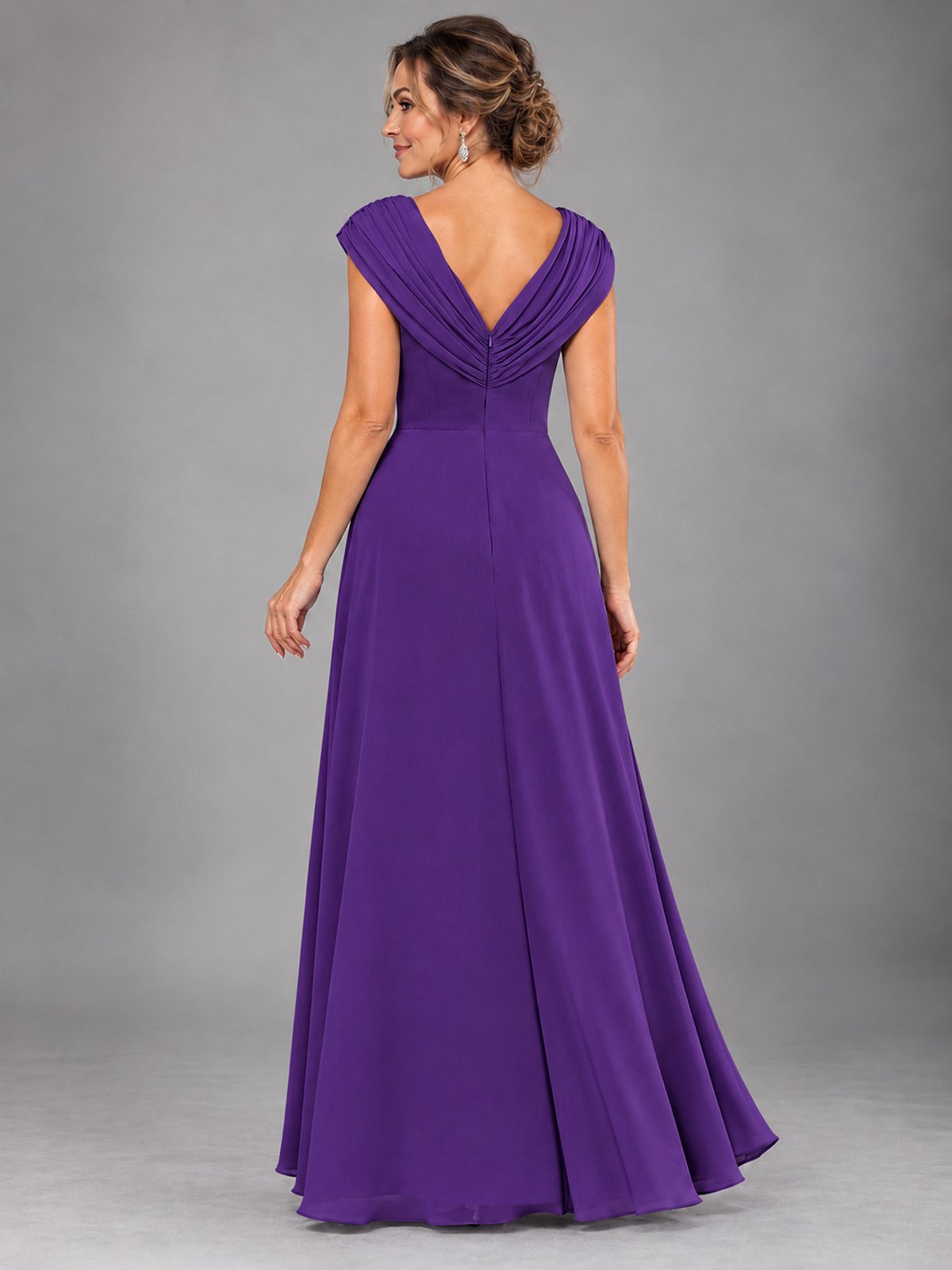 Cap Sleeve Chiffon A-Line Mother of the Bride Dress