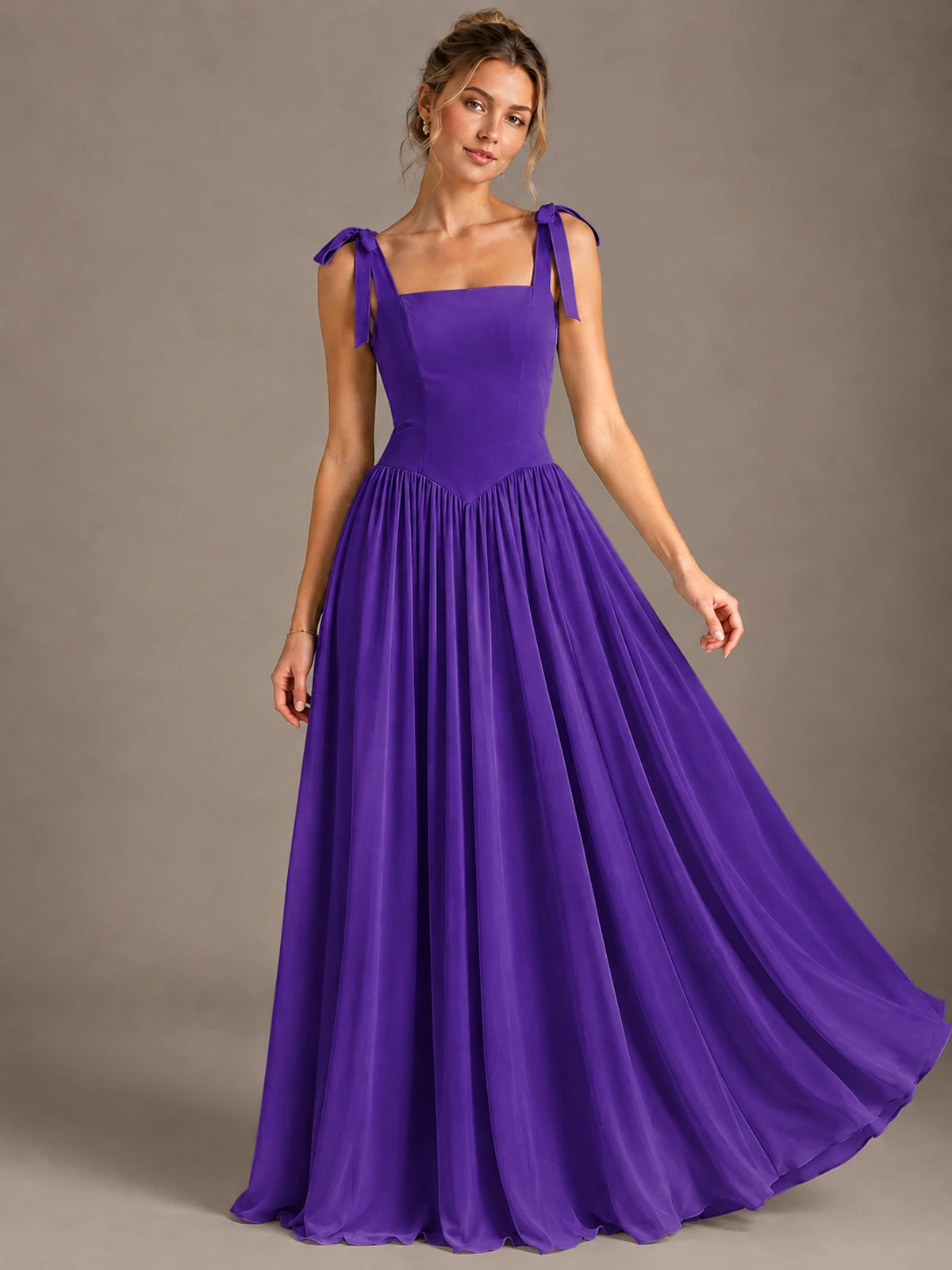 Square Neck A-Line Maxi Dress