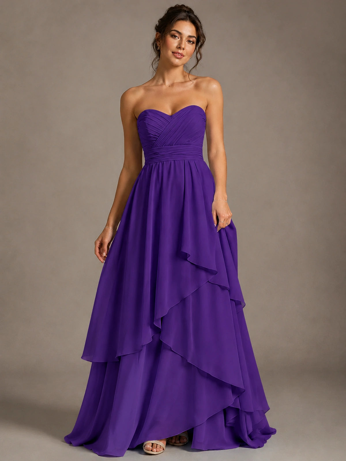 Strapless Ruffle A-Line Maxi Dress