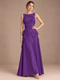 3D Floral Applique Sleeveless Formal Maxi Dress