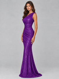 Sequin Mermaid One Shoulder Prom Dress Long formal Gown