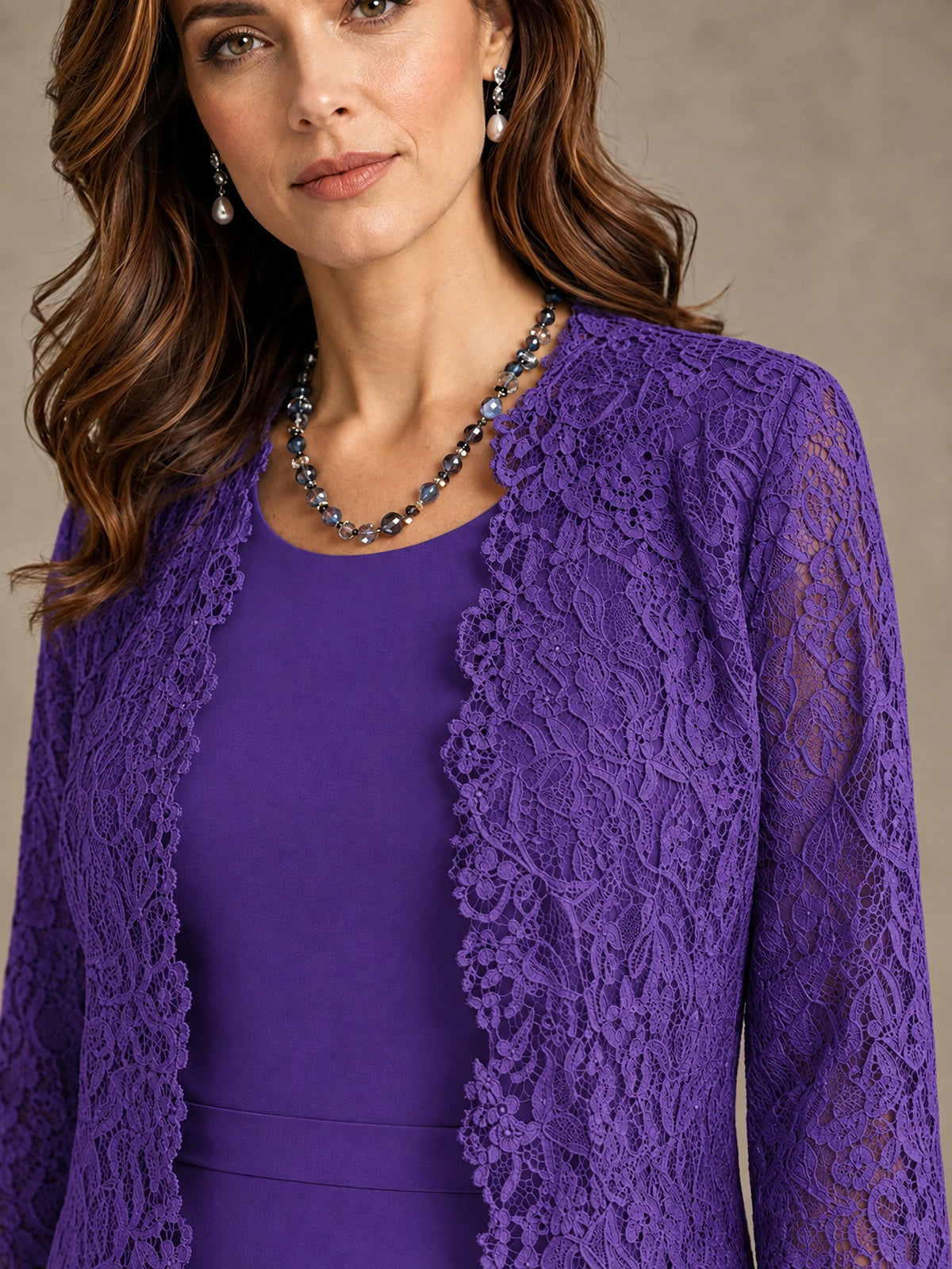 2-Piece Chiffon Mother of the Bride Dress with Lace Jacket