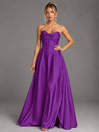 Sweetheart Neck Strapless Satin A-Line Prom Dress