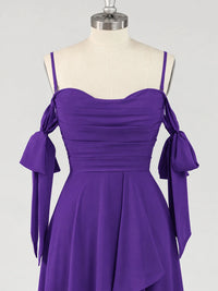A-Line Ruffles Chiffon Bridesmaid Dress with Slit