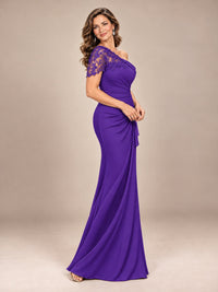 One Shoulder Chiffon Mother of The Bride Dress
