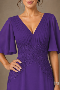 A-Line Chiffon Mother of the Bride Dress with Applique