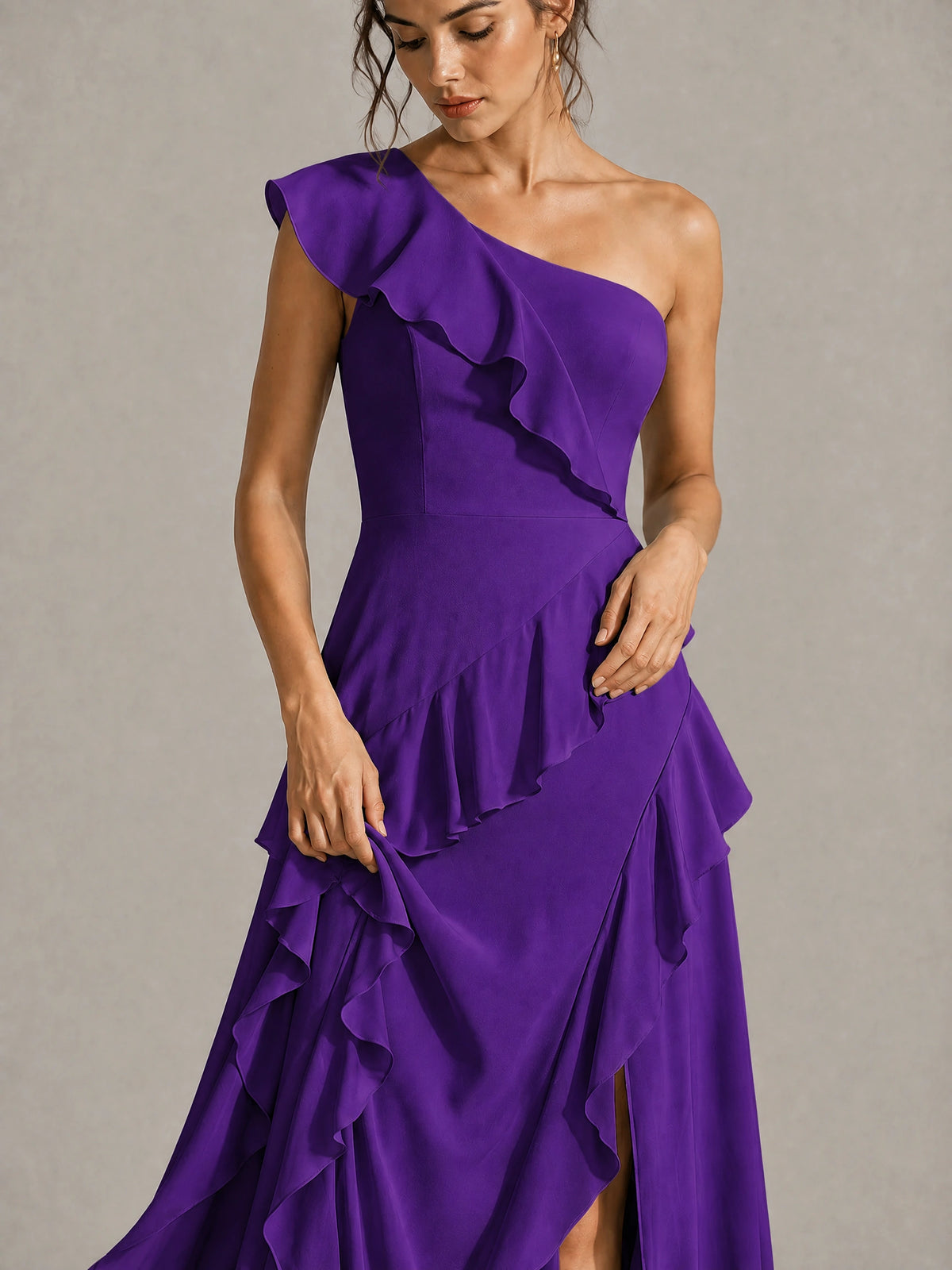 Sage Green One Shoulder Ruffle Bridesmaid Dress