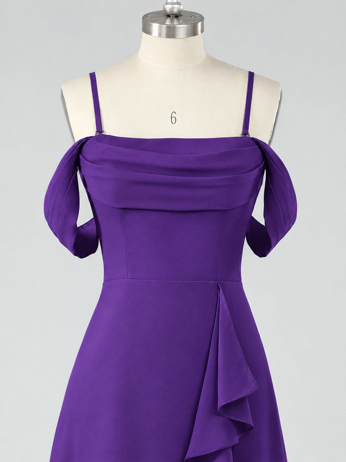 Spaghetti Strap Chiffon Bridesmaid Dress with Ruffles Slit