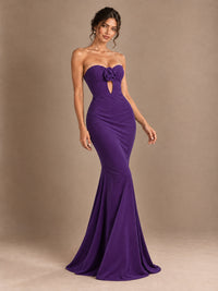 Emerald Green Strapless Mermaid Prom Dress with 3D Rose & Keyhole Cutout