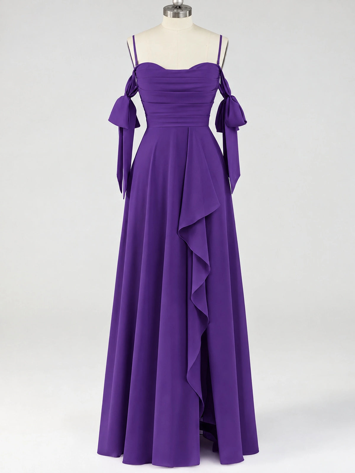 A-Line Ruffles Chiffon Bridesmaid Dress with Slit