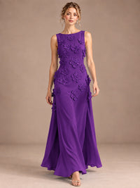 3D Floral Applique Sleeveless Formal Maxi Dress