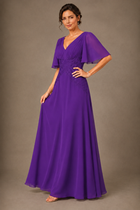 A-Line Chiffon Mother of the Bride Dress with Applique