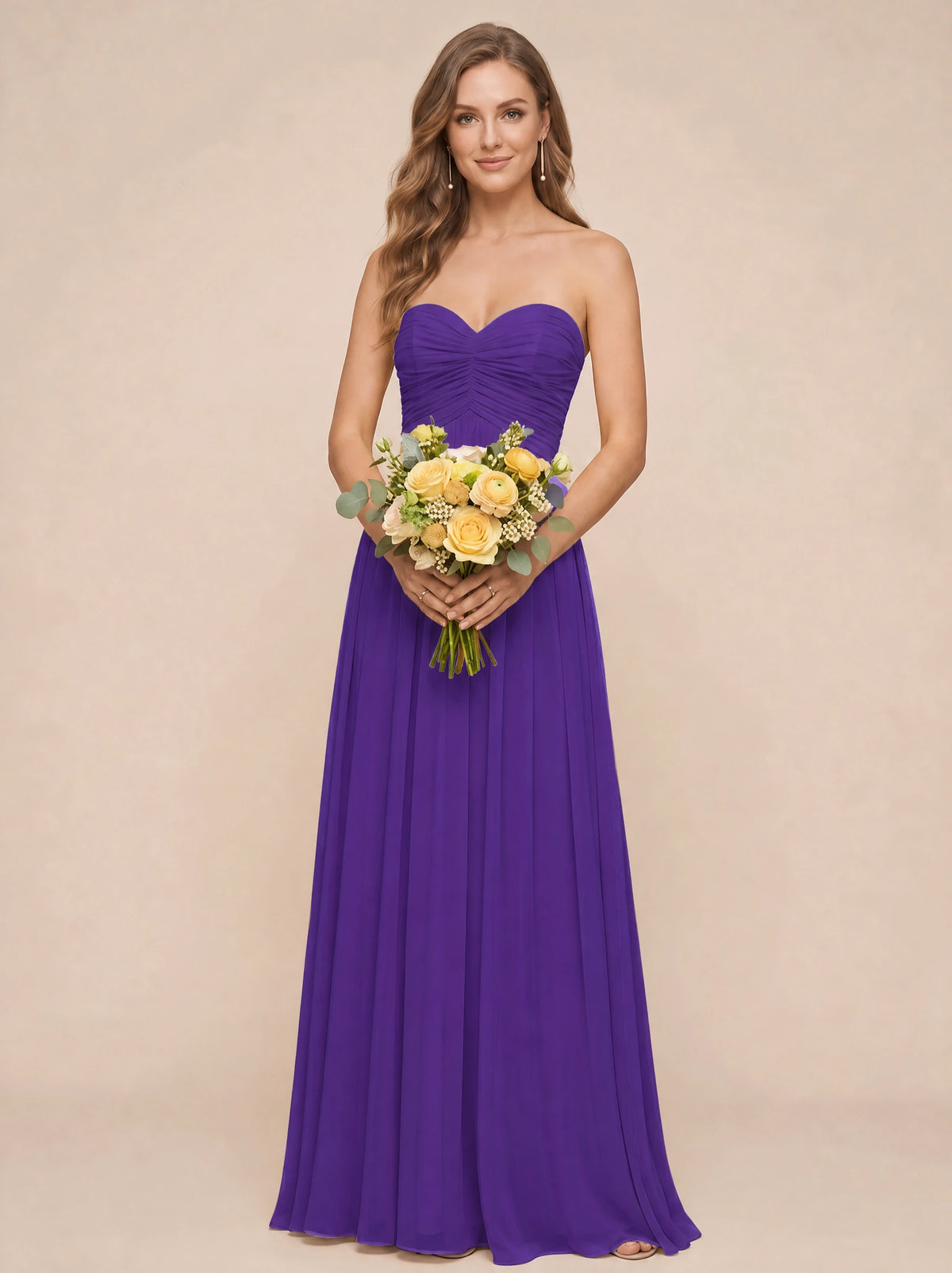 Strapless Pleated Chiffon A-Line Bridesmaid Dress