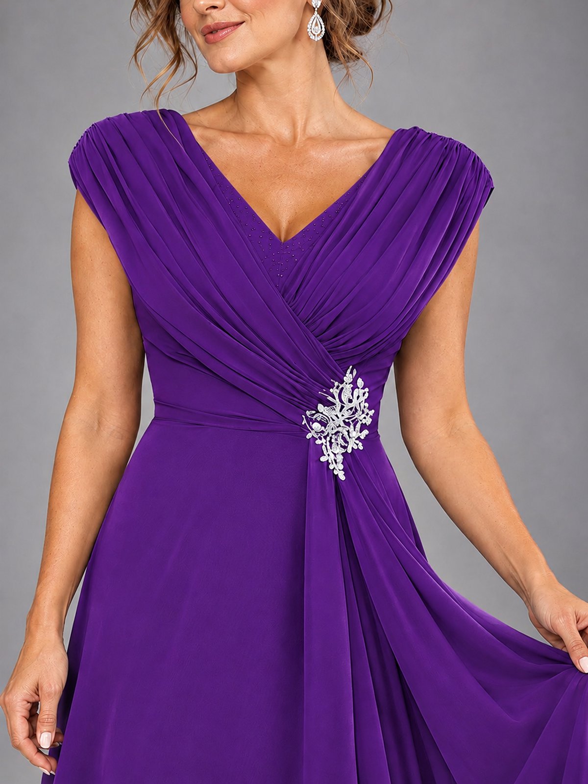 Cap Sleeve Chiffon A-Line Mother of the Bride Dress