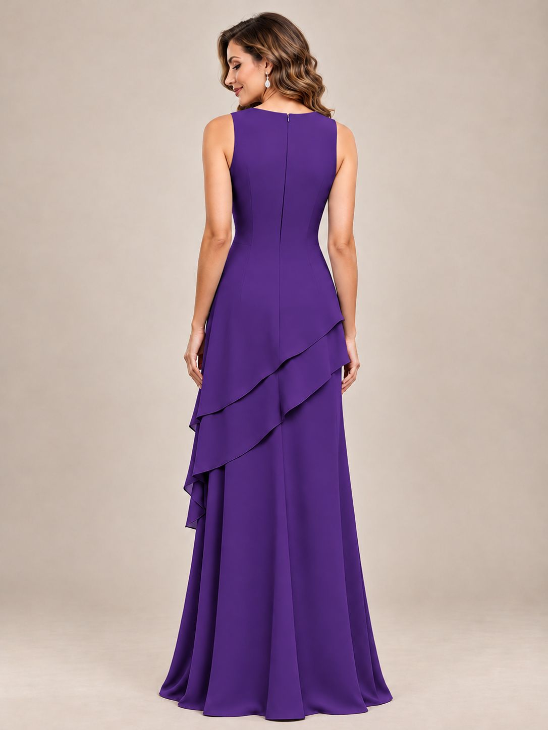Dusty Blue Two-Piece Chiffon Mother of the Bride Dress with Jacket