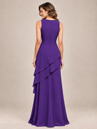 Dusty Blue Two-Piece Chiffon Mother of the Bride Dress with Jacket