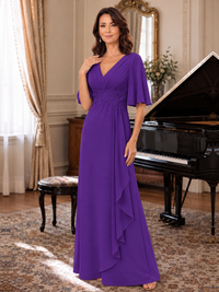 V-Neck Chiffon Lace Mother of the Bride Dresses