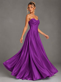 Sweetheart Neck Strapless Satin A-Line Prom Dress