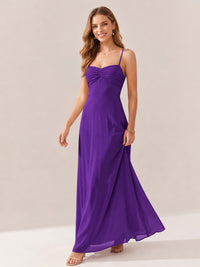 JOVELLEE Yellow Sweetheart Ruched Bust Chiffon Maxi Dress