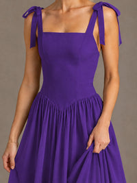 Square Neck A-Line Maxi Dress