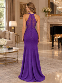 Halter Neckline Lace Appliques Mother of The Bride Dresses