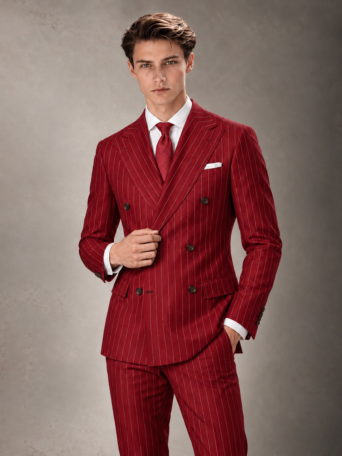 Double Breasted Pinstripe Men's Suit 2 Piece (Jacket & Pants) for Wedding & Formal Prom