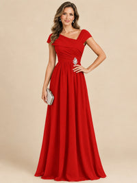 Cap Sleeve Mother of The Bride Dresses Long Chiffon Formal Gowns