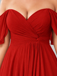 Off Shoulder Chiffon Bridesmaid Dress with Slit