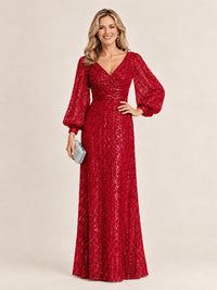 Sparkle Sequin Mother of The Bride Dresses with Long Sleeves