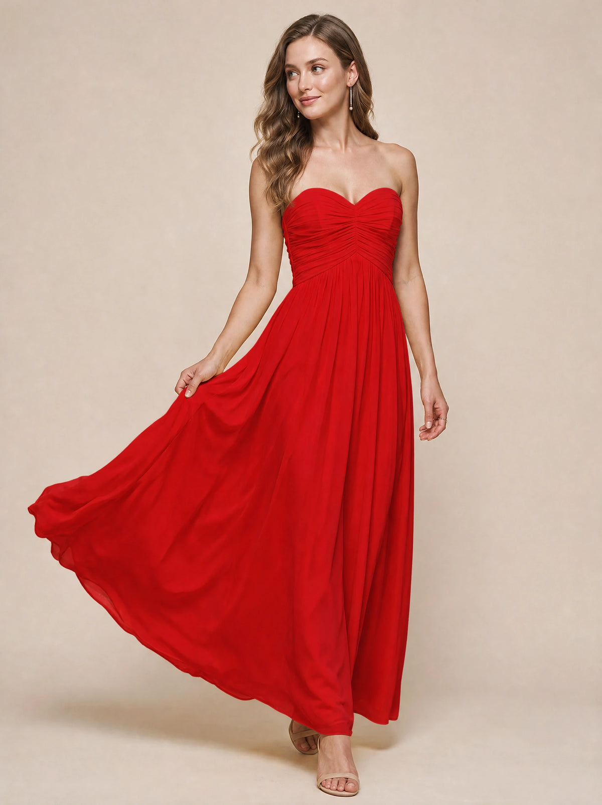 Strapless Pleated Chiffon A-Line Bridesmaid Dress