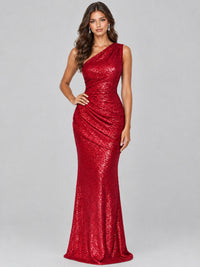 Sequin Mermaid One Shoulder Prom Dress Long formal Gown