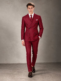 Double Breasted Pinstripe Men's Suit 2 Piece (Jacket & Pants) for Wedding & Formal Prom