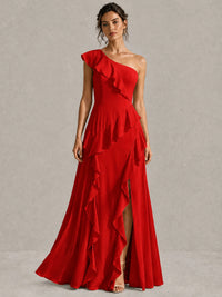 Sage Green One Shoulder Ruffle Bridesmaid Dress