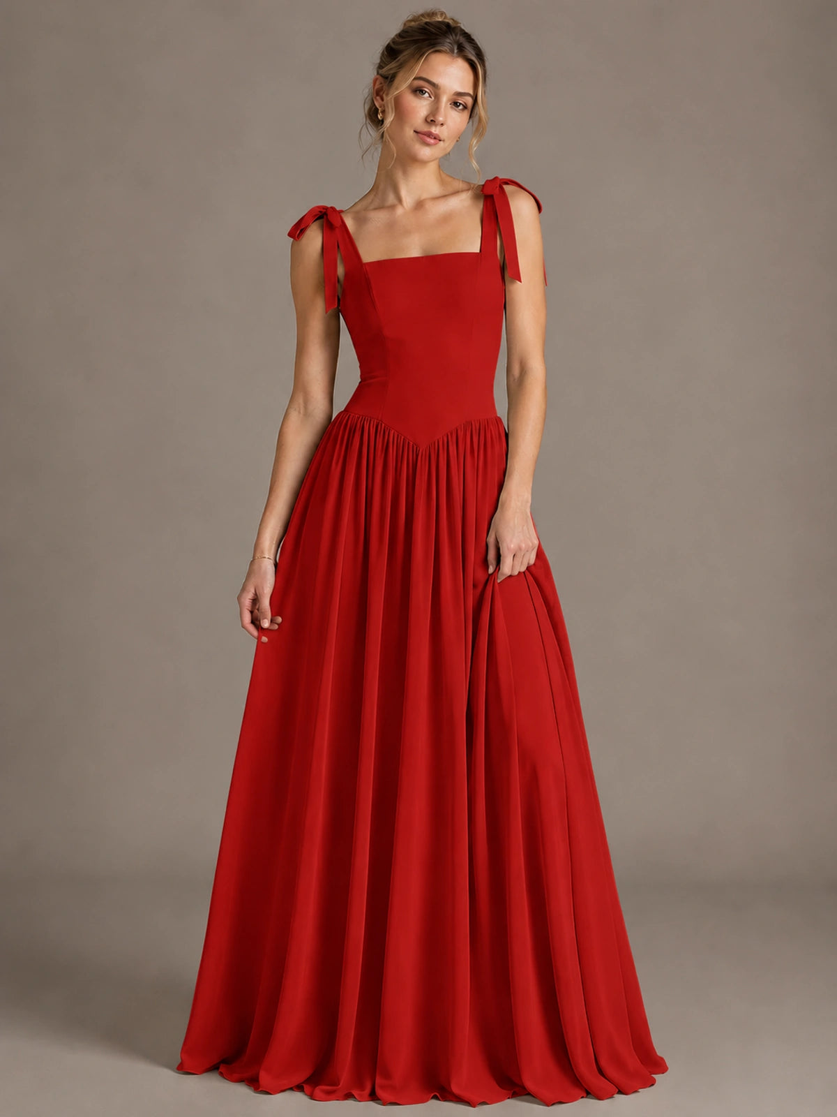 Square Neck A-Line Maxi Dress