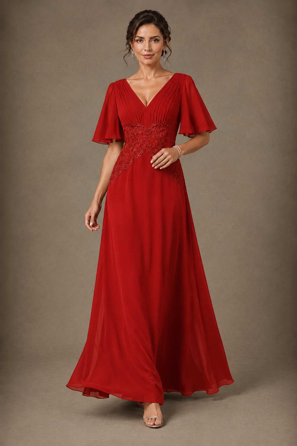 A-Line Chiffon Mother of the Bride Dress with Applique