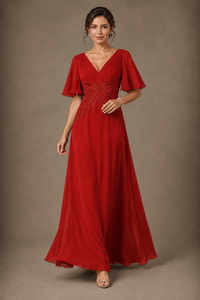 A-Line Chiffon Mother of the Bride Dress with Applique