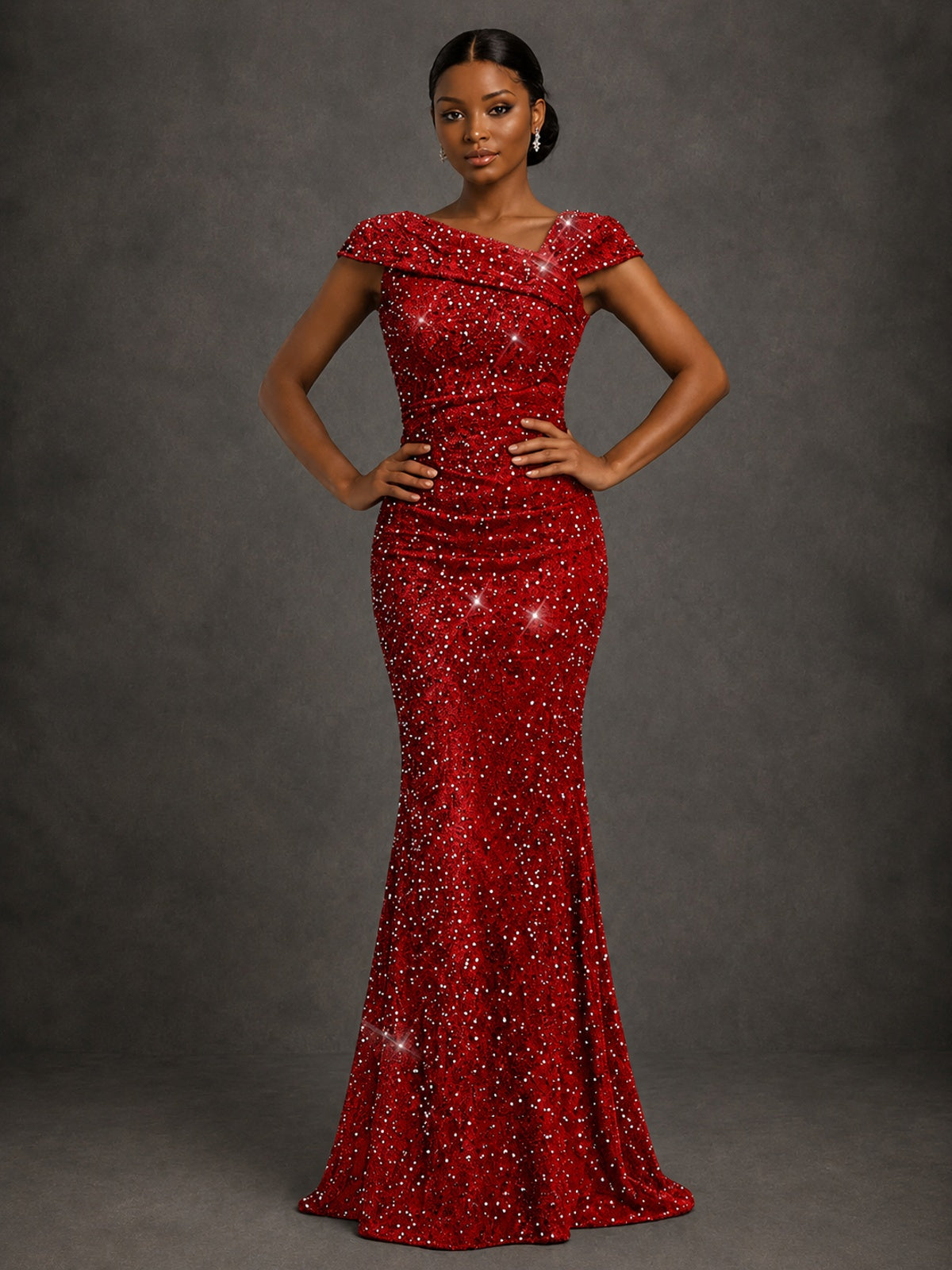Sequin Off Shoulder Mermaid Prom Dress