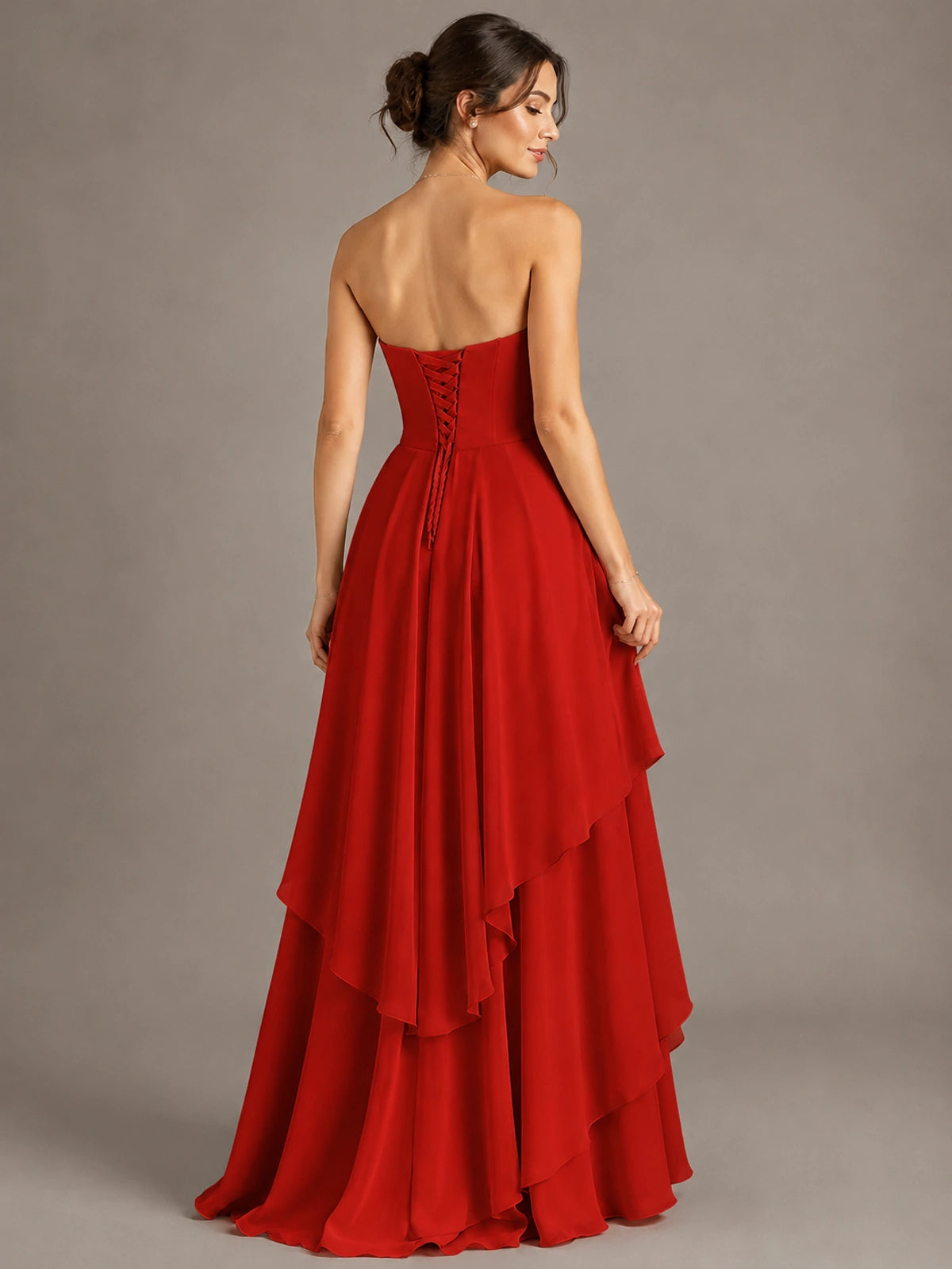 Strapless Ruffle A-Line Maxi Dress