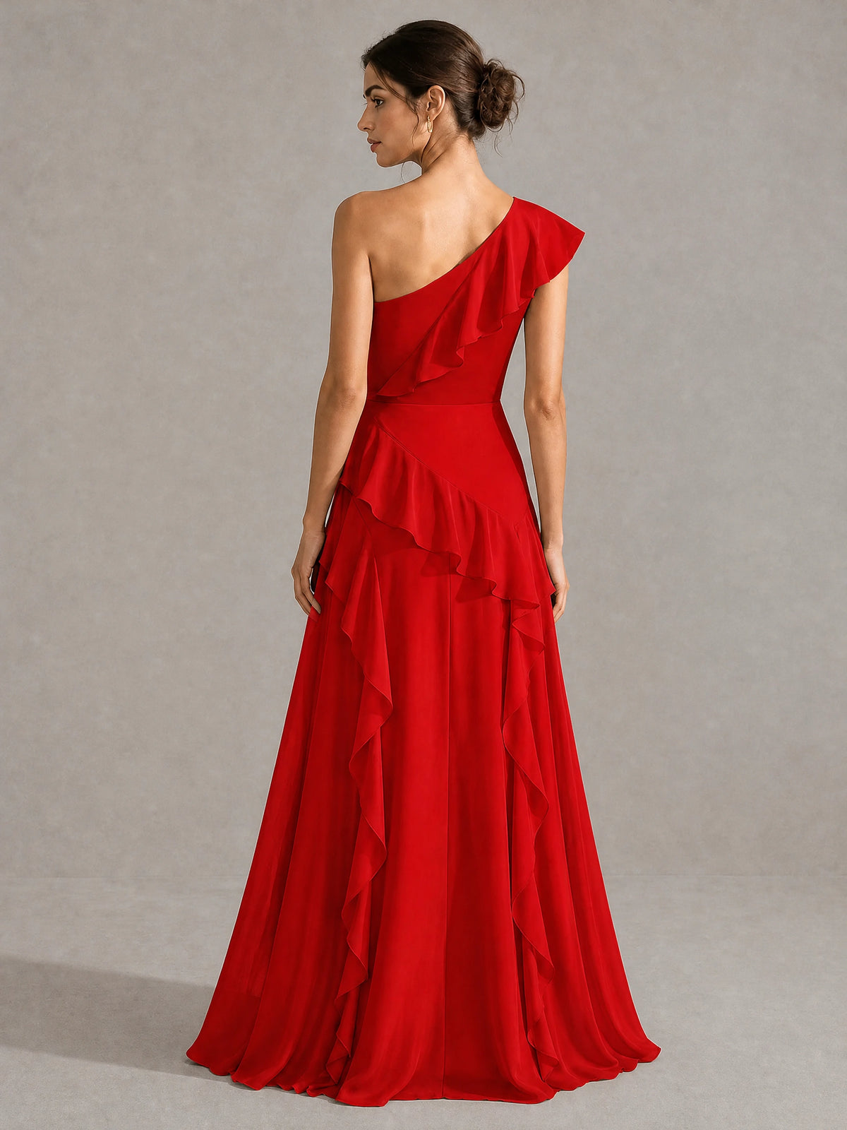 Sage Green One Shoulder Ruffle Bridesmaid Dress