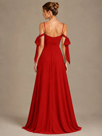 A-Line Ruffles Chiffon Bridesmaid Dress with Slit